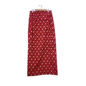 Vintage Breeches Red Geometric Paisley Cotton Maxi Skirt Size 4 Made in USA